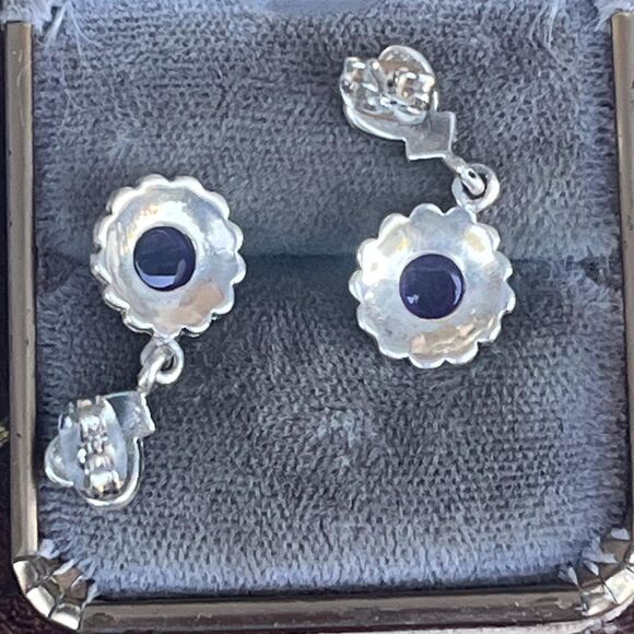 Vintage Amethyst Earrings with Marcasite in Sterling Silver - Picture 6 of 7